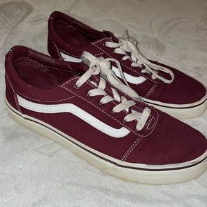 Maroon and white classic Vans